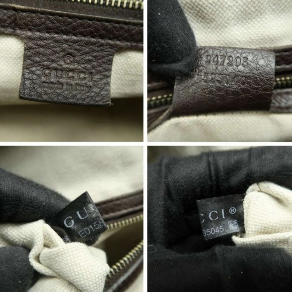 100% Authentic Gucci Boston Brown Leather Satchel Bag - Picture 10 of 12